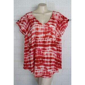NWT Torrid 2X Rust Tie Dye Short Tulip Sleeve Georgette Top